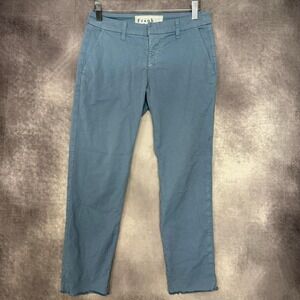 Frank & Eileen Pants Womens 00 Blue Wicklow Chino Trouser Raw Hem Made USA
